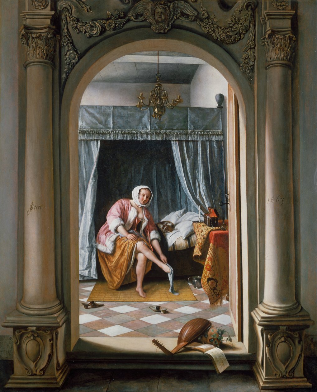 Vrouw bij haar Toilet door Jan Havickszoon Steen