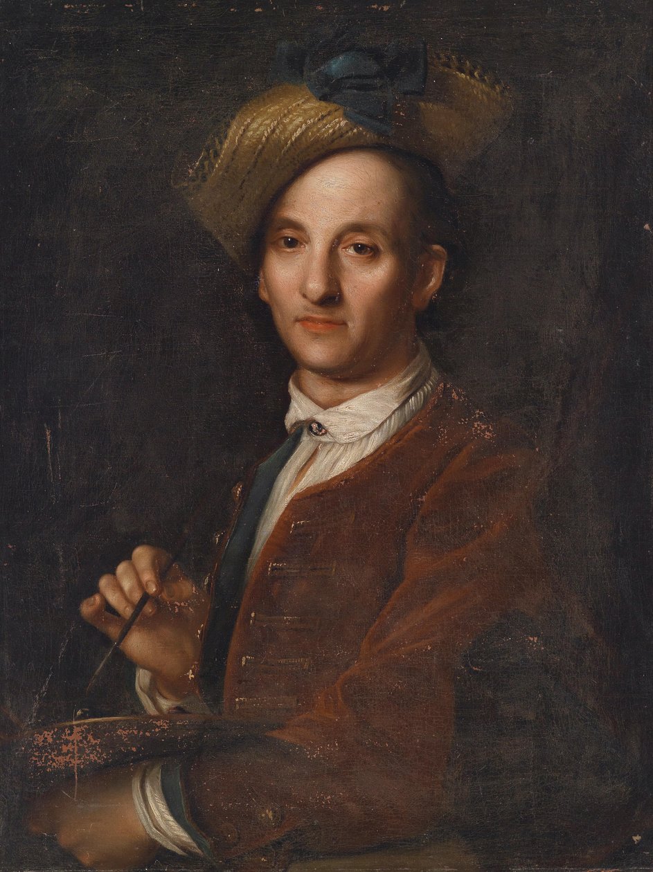 Portret van David Hoyer (1667-1720), schilder door Jan Kupecký