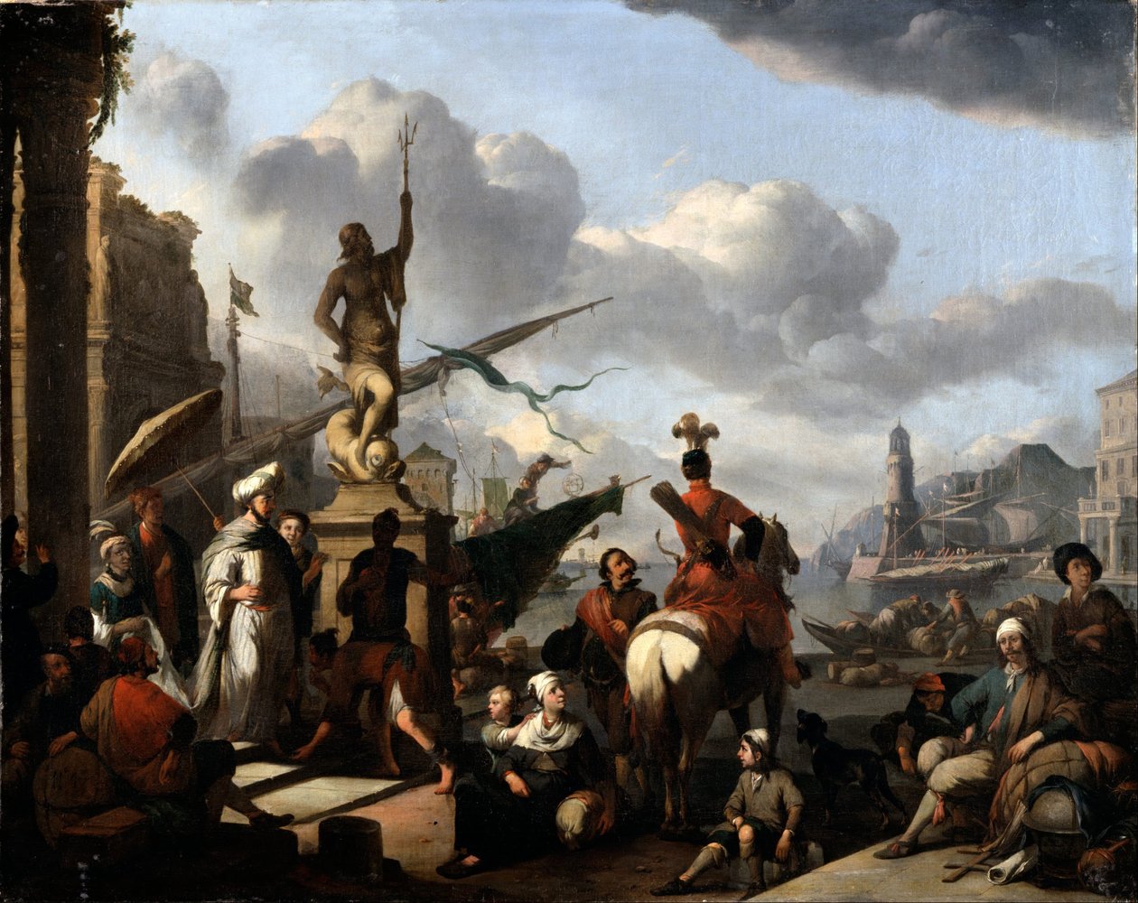 Een Italiaanse Zeehaven door Jan Lingelbach