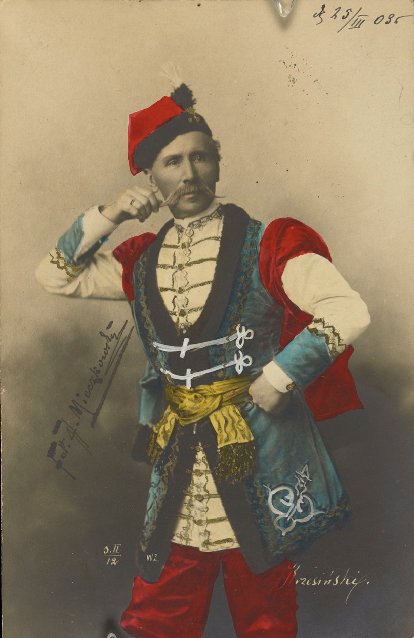 Feliks Krzesiński (Felix Kschessinsky) in balletkostuum voor Mazurka door Jan Mieczkowski