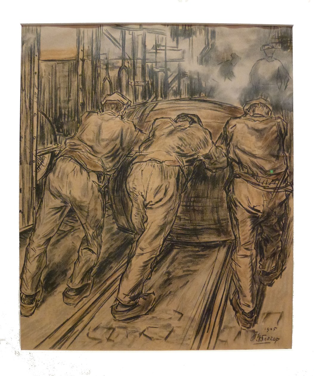Transport van de grondstoffen in de kaarsenfabriek door Jan Toorop