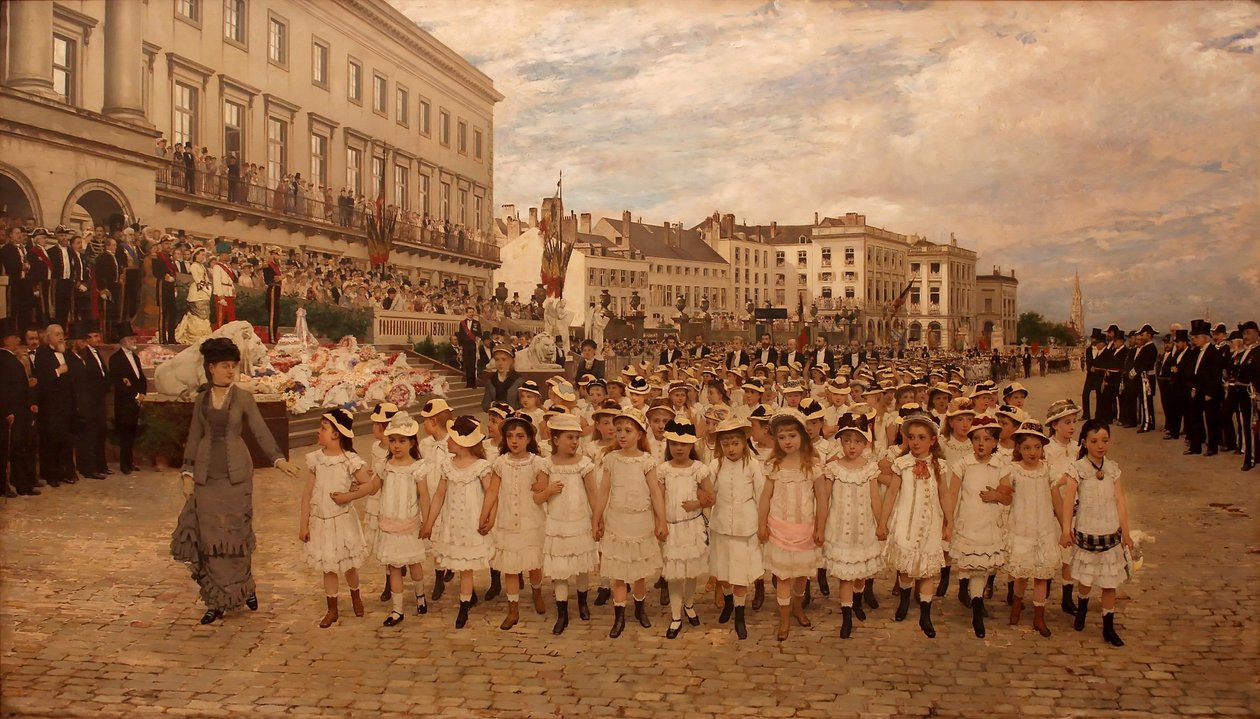 De parade van de scholen in 1878 door Jan Frans Verhas