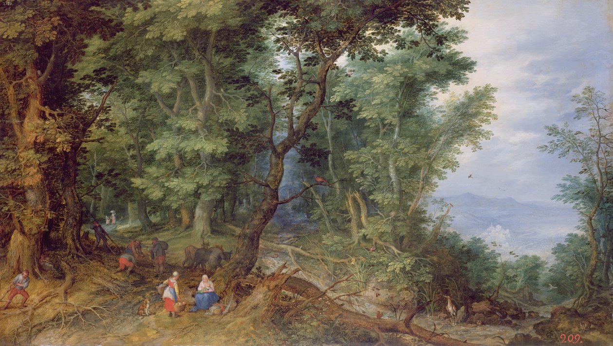 Boslandschap, of De rust tijdens de vlucht naar Egypte, 1607 door Jan the Elder Brueghel