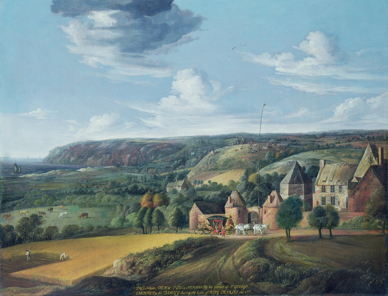 Uitzicht op Potrel Manor, nabij Dragey in Normandië door Jan the Elder Griffier