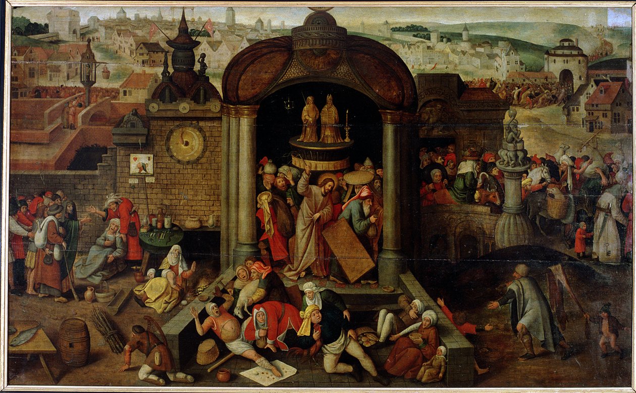 Christus verdrijft de handelaars uit de tempel door Jan the Elder circle of Brueghel