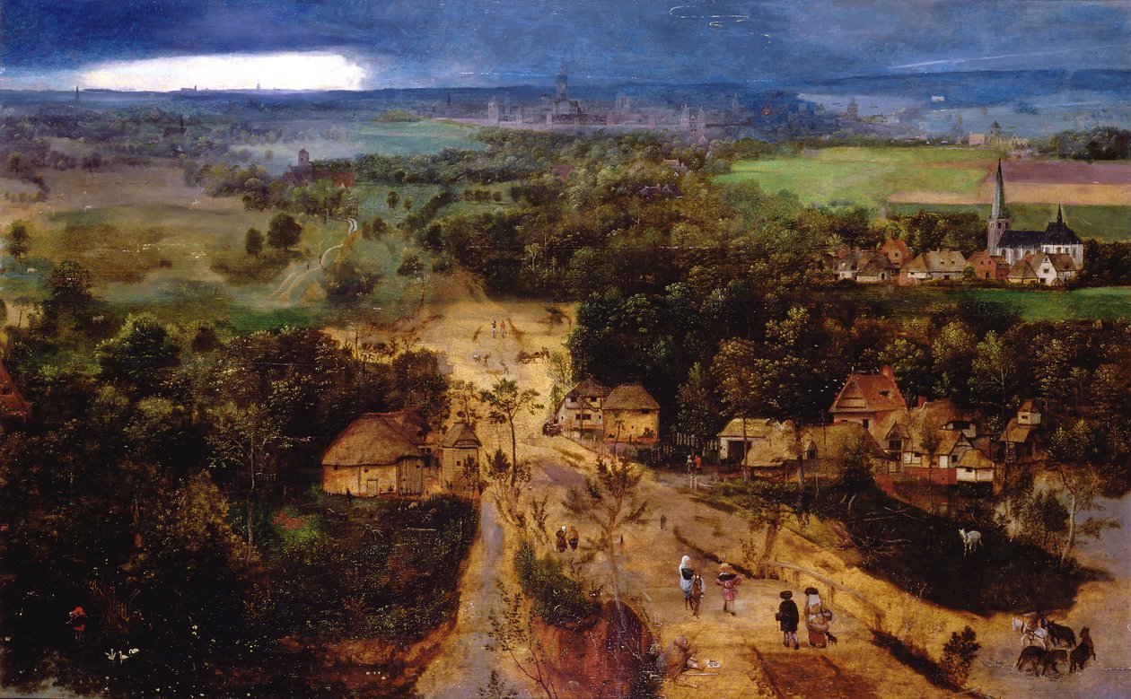 Landschap met de vlucht naar Egypte, c.1530 door Jan van Amstel