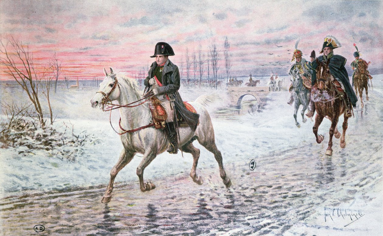 Napoleon op de terugtocht uit Moskou in 1812 door Jan van Chelminski