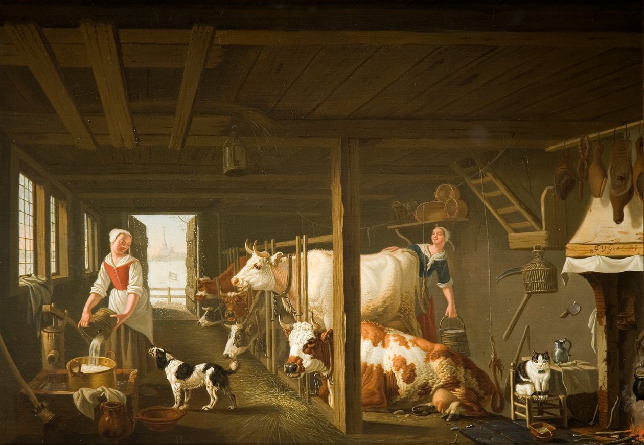 Melken in de winter door Jan van Gool