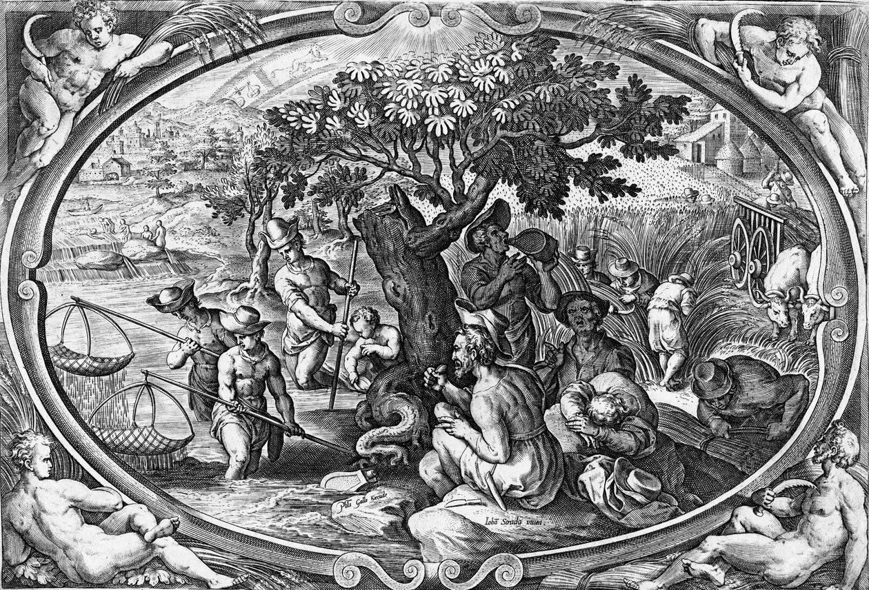 Aestas, gegraveerd door Philip Galle, ca. 1580 door Jan van der Straet
