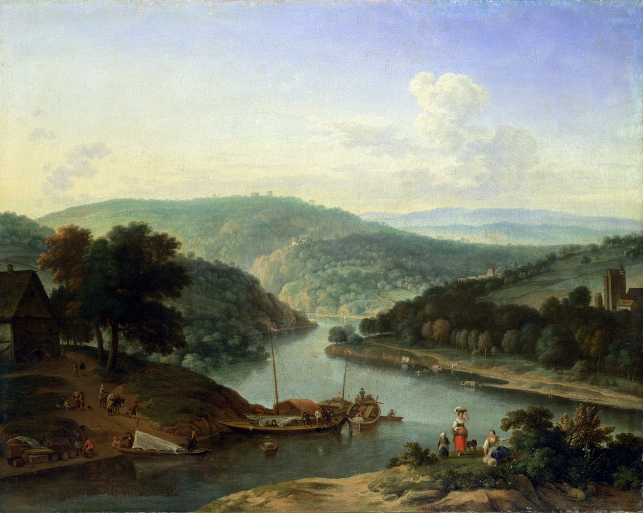 Rivierlandschap, 1697 door Jan van der the Younger Meer