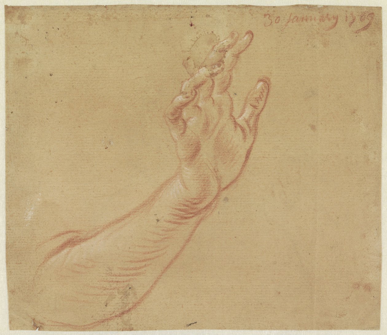 Studie van een rechterarm door Jan Anton Garemyn