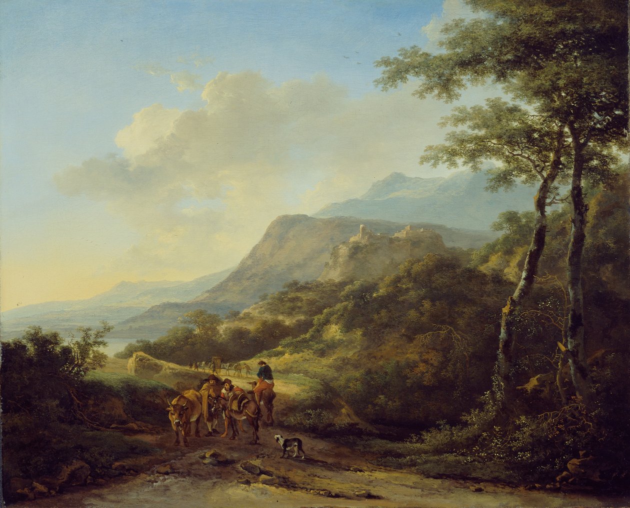 Italiaans landschap met reizigers door Jan Both
