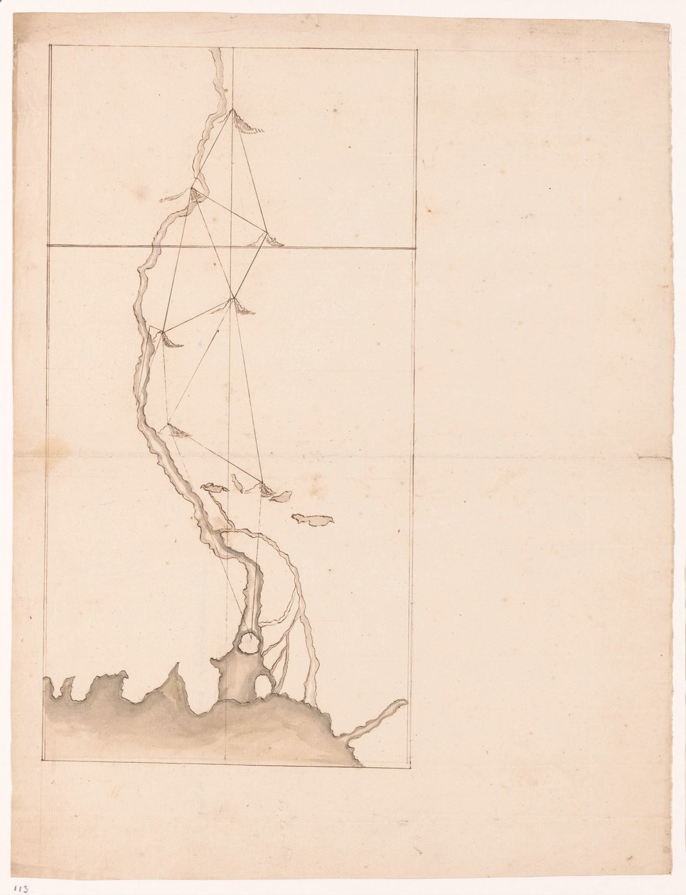 Driehoeksmeting langs een rivier door Jan Brandes