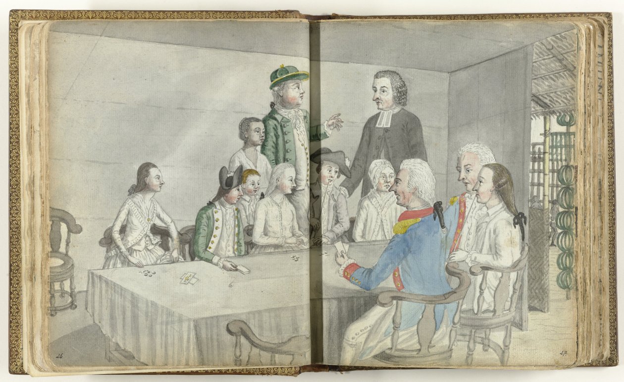 Europees kaartgezelschap op Ceylon door Jan Brandes