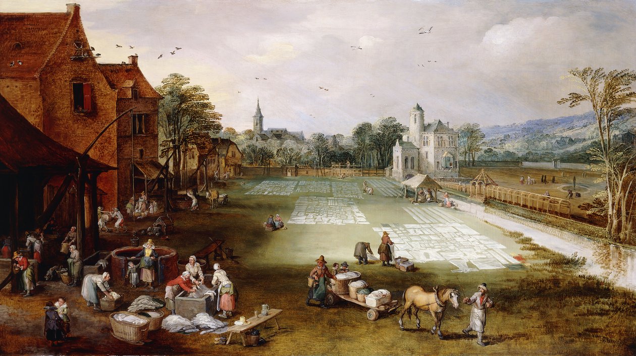 Een bleekveld door Jan Brueghel the Elder