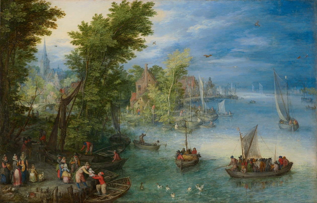 Rivierlandschap door Jan Brueghel the Elder