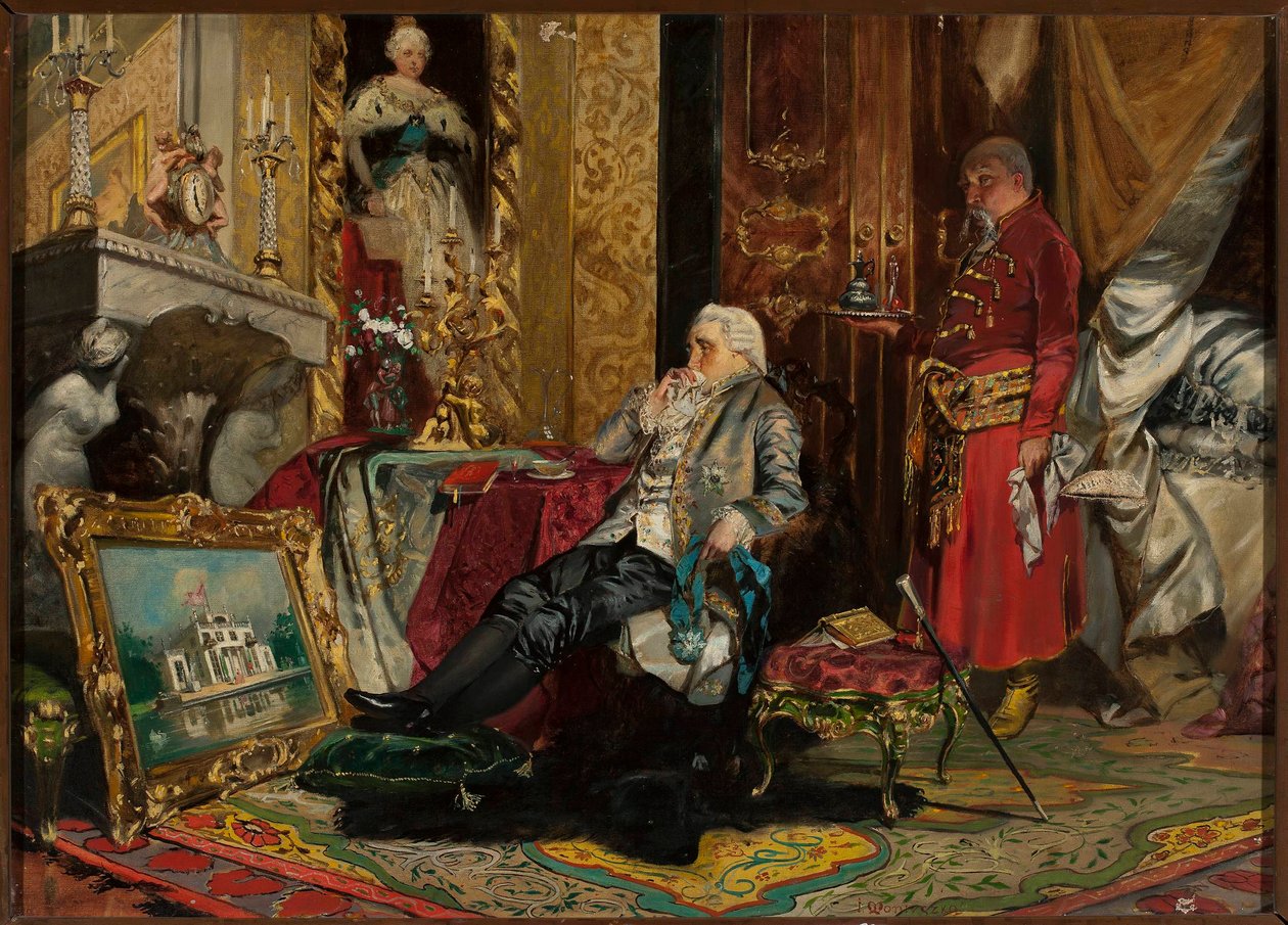 Koning Stanisław August Poniatowski in Petersburg door Jan Czesław Moniuszko
