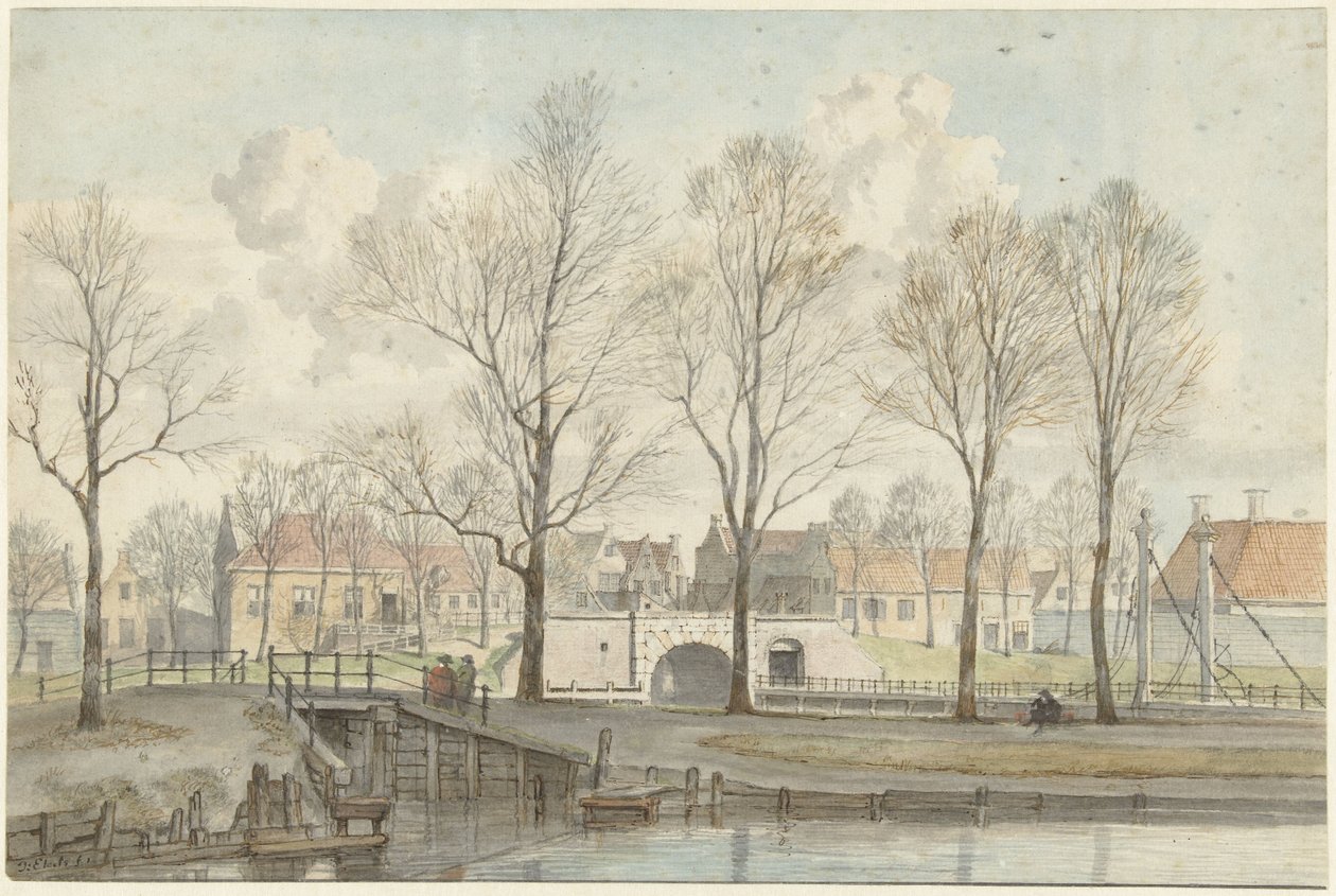De Heerenpoort te Leiden (?) door Jan Ekels (I)