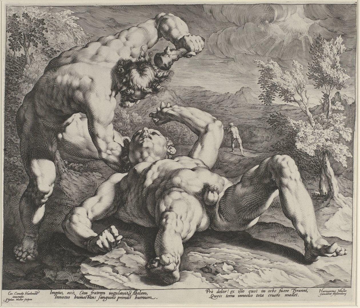 Kaïn doodt Abel door Jan Harmensz. Muller