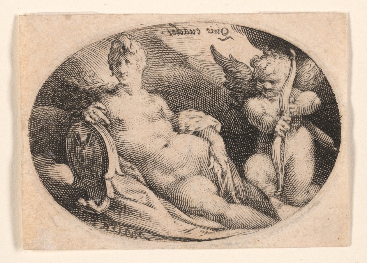 Venus en Cupido in de wolken door Jan Harmensz. Muller