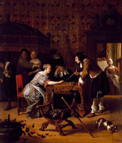 Trick-Track spelen, 1667 door Jan Havickszoon Steen