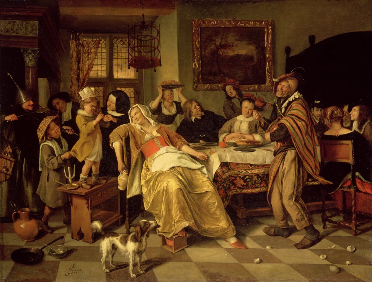 Het Bonenfeest, 1668 door Jan Havickszoon Steen