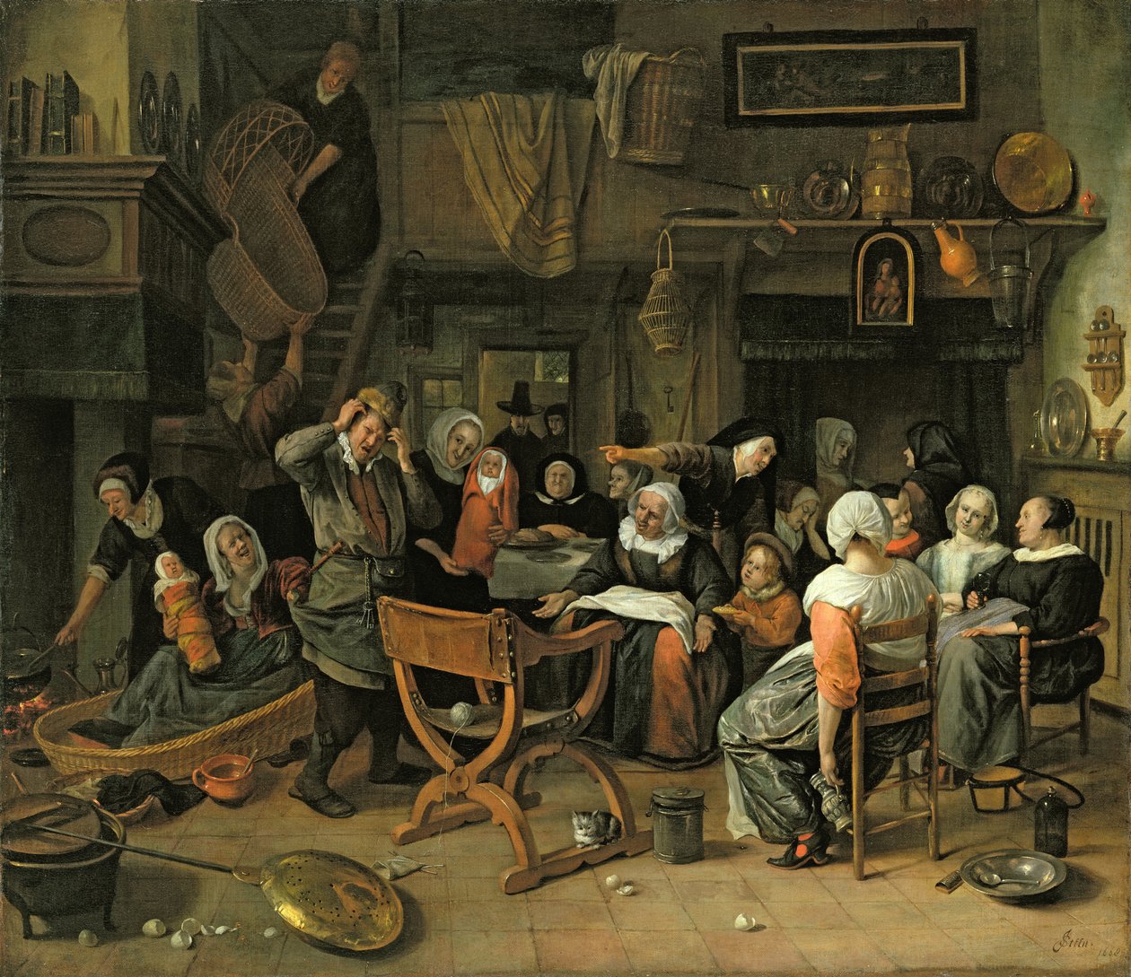 Het doopfeest, 1668 door Jan Havickszoon Steen