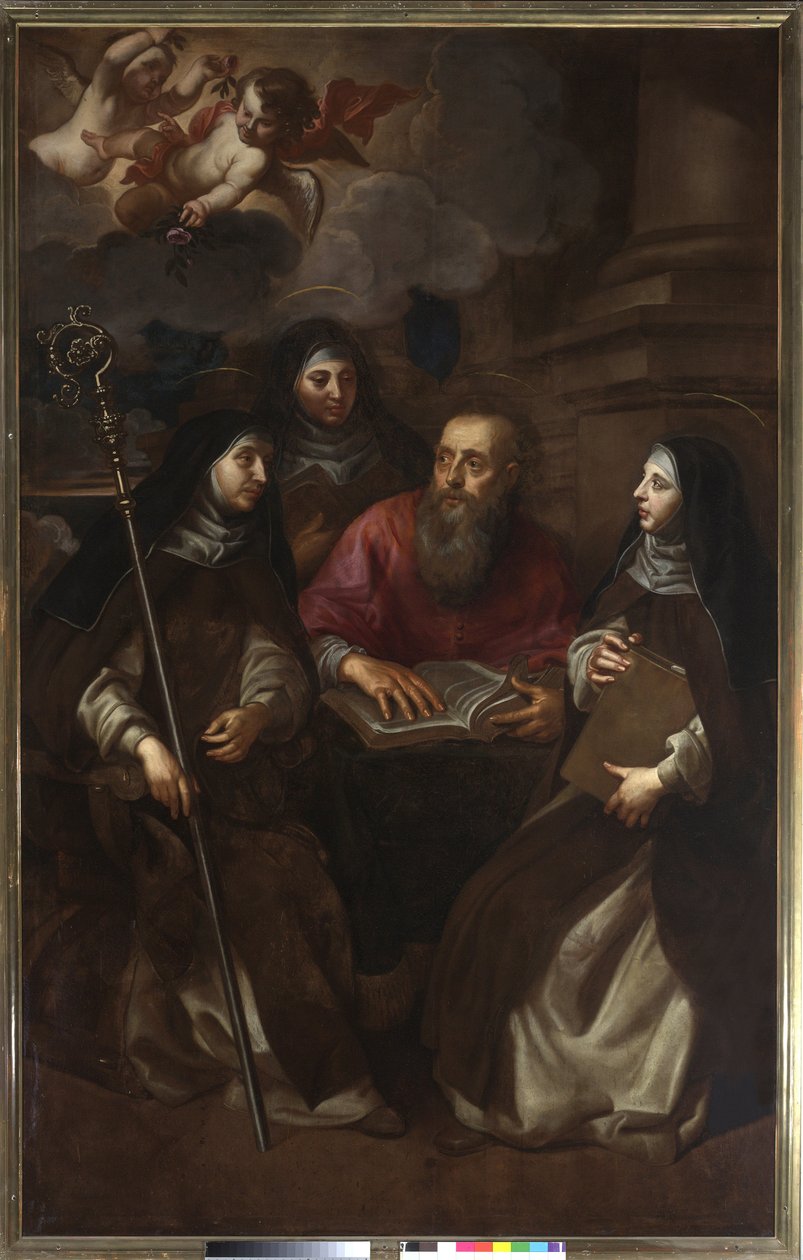 St. Hiëronymus met drie heiligen door Jan Hovaert