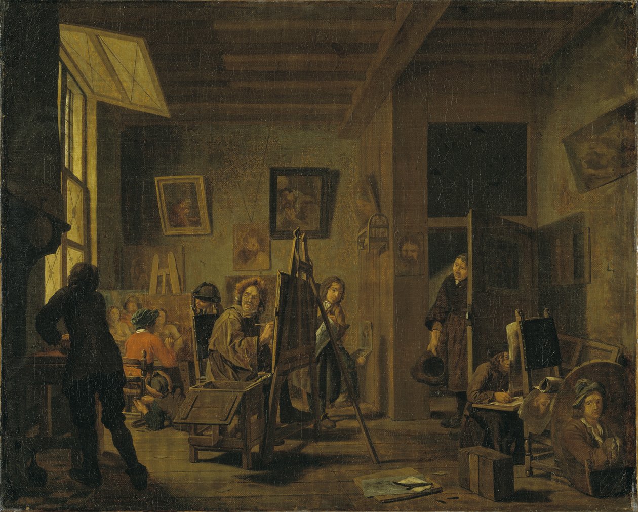 Een schildersatelier door Jan Josef the Elder Horemans