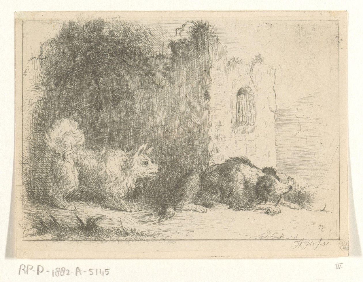 Twee honden door Jan Karel Jacob de Jonge