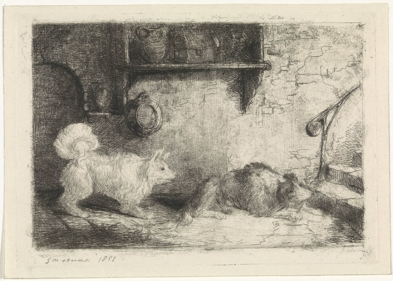 Twee honden door Jan Karel Jacob de Jonge