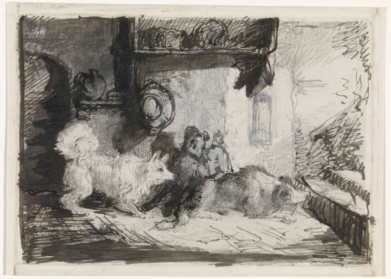 Twee honden door Jan Karel Jacob de Jonge