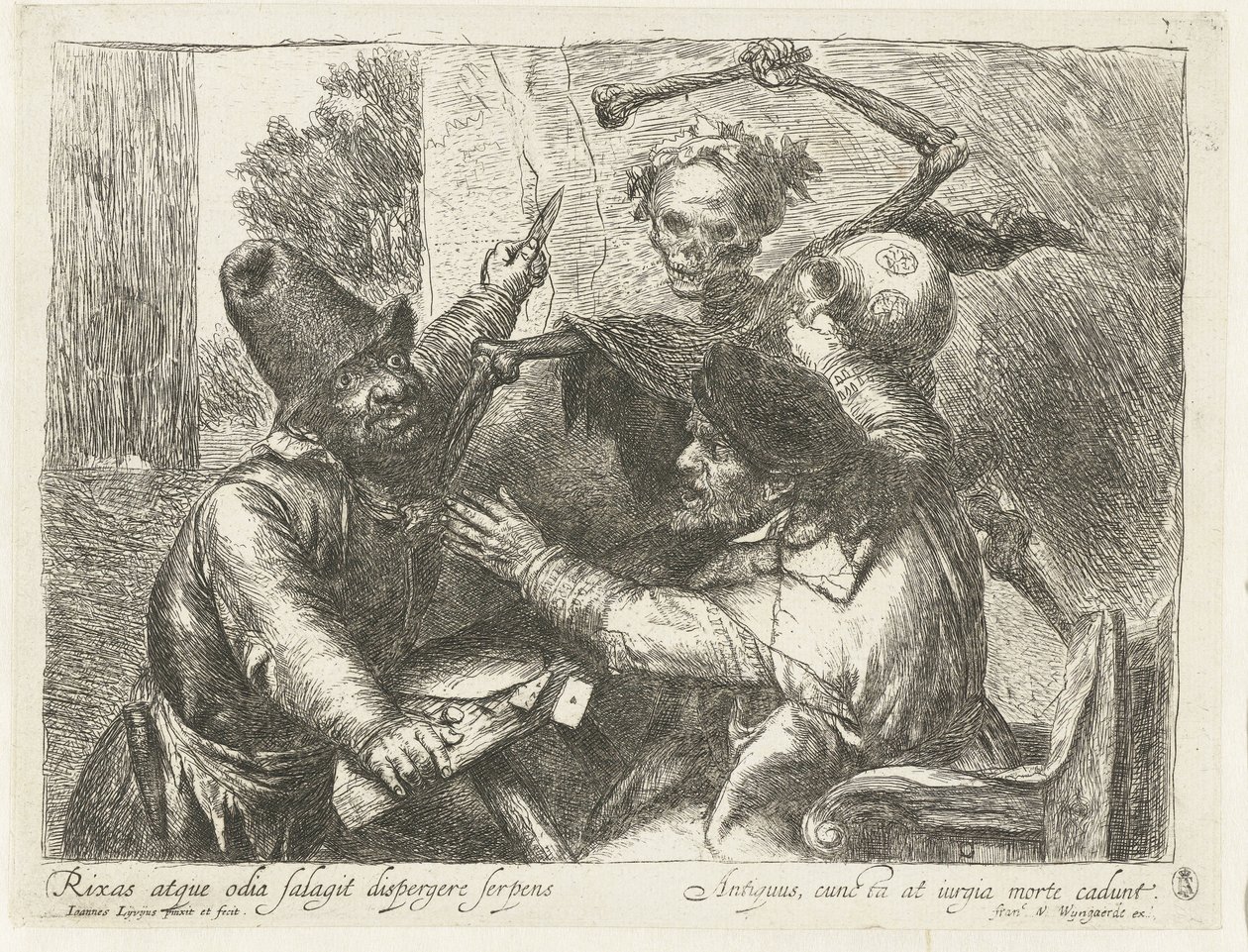 Twistende kaartspelers en de Dood door Jan Lievens