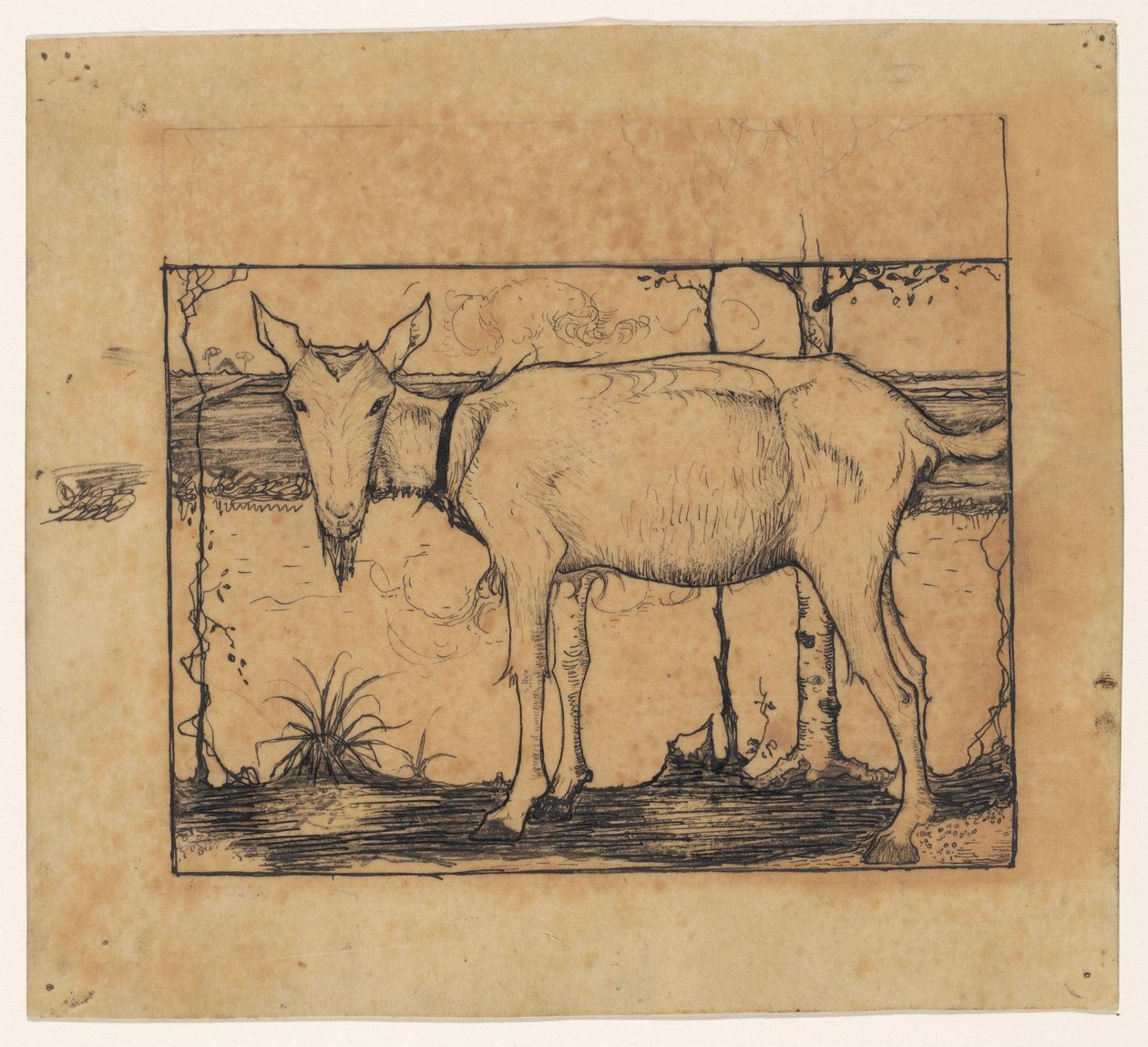 Geit aan de slootkant door Jan Mankes