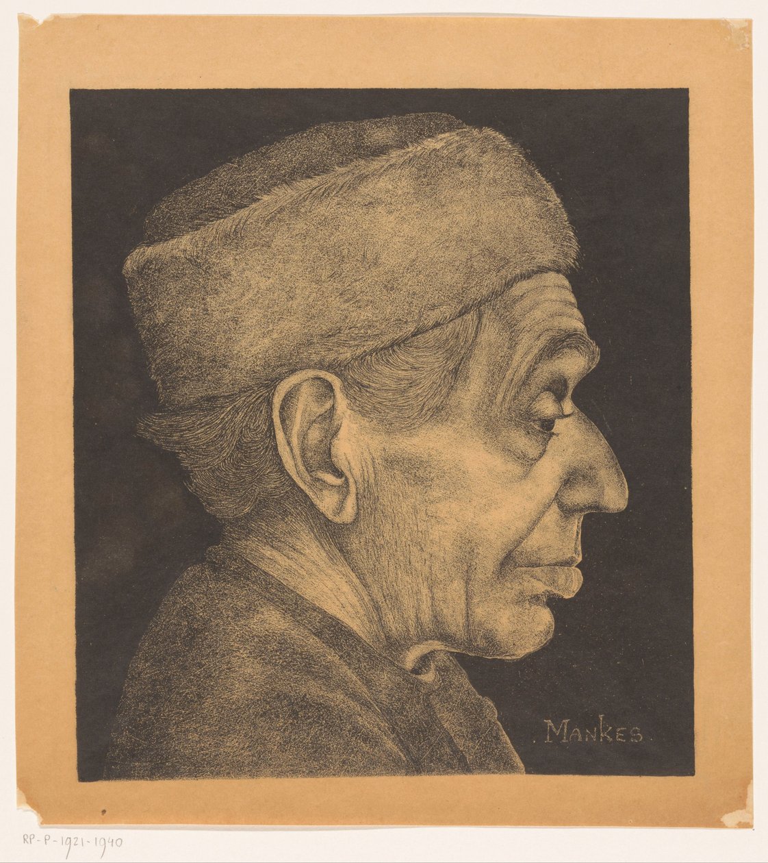 Portret van Douwe met muts door Jan Mankes
