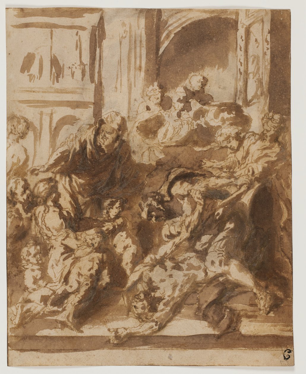 Het martelaarschap van St. Erasmus (?) door Jan Miel