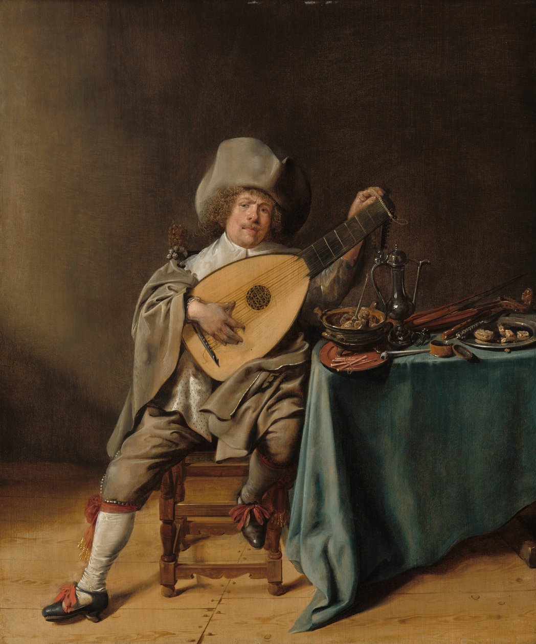Zelfportret als luitspeler door Jan Miense Molenaer
