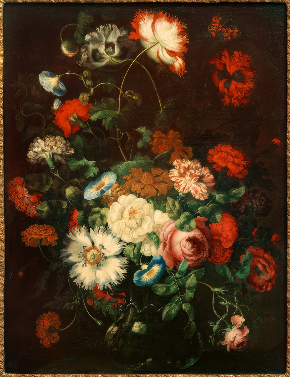 Bloemenstilleven in een glazen vaas door Jan Peeter Brueghel