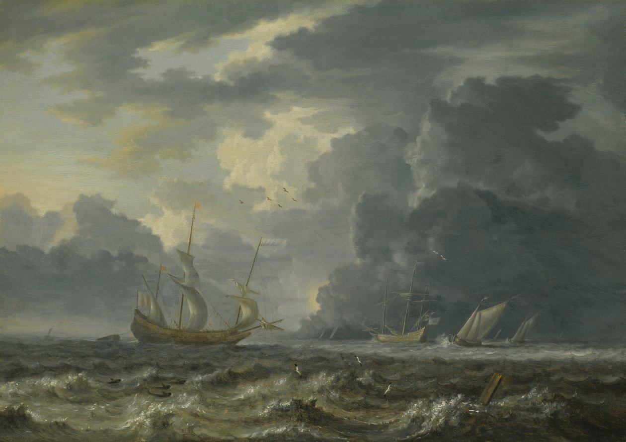 Scheepvaart in woelige zeeën door Jan Peeters the Elder
