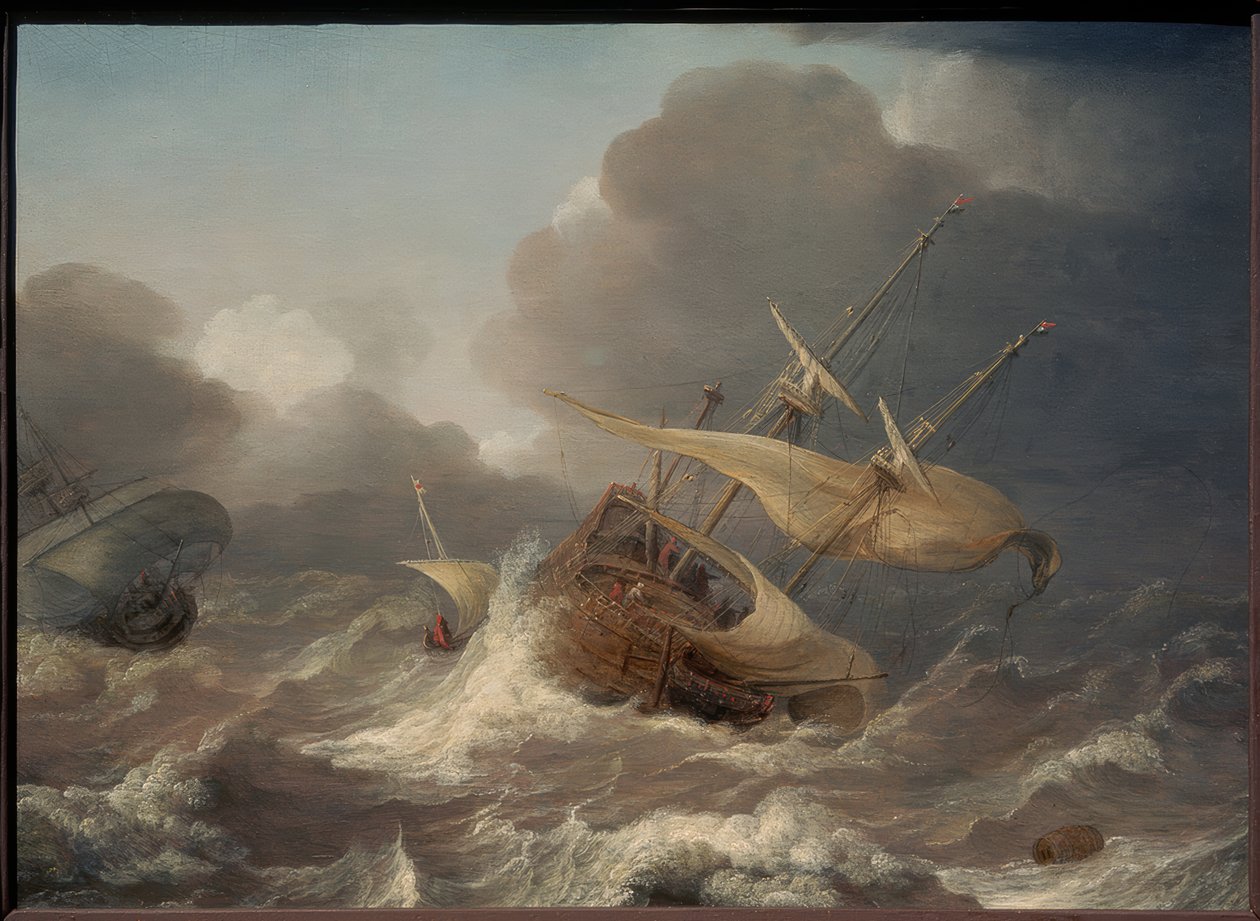 Nederlandse Schepen in een Storm door Jan Porcellis