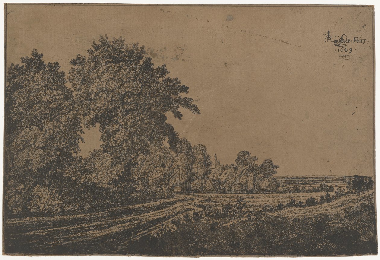 Landweg met bomen door Jan Ruyscher