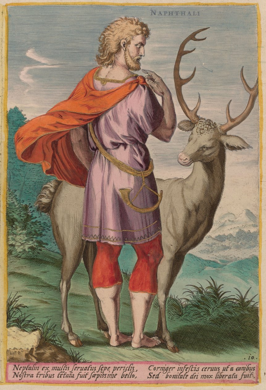 Napthali door Jan Sadeler I after Crispen van den Broecke