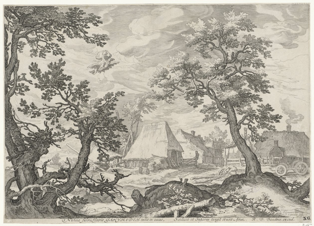 Landschap met de ontvoering van Ganymedes door Jan Saenredam