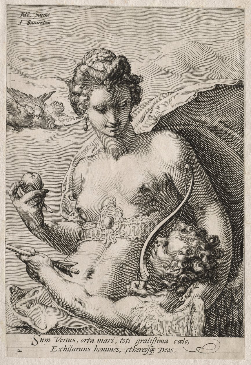 Venus en Cupido, c. 1595 door Jan Saenredam