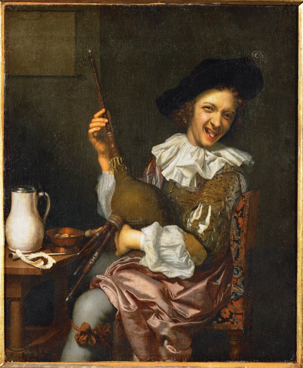 De doedelzakspeler (schilderij) door Jan Tilius