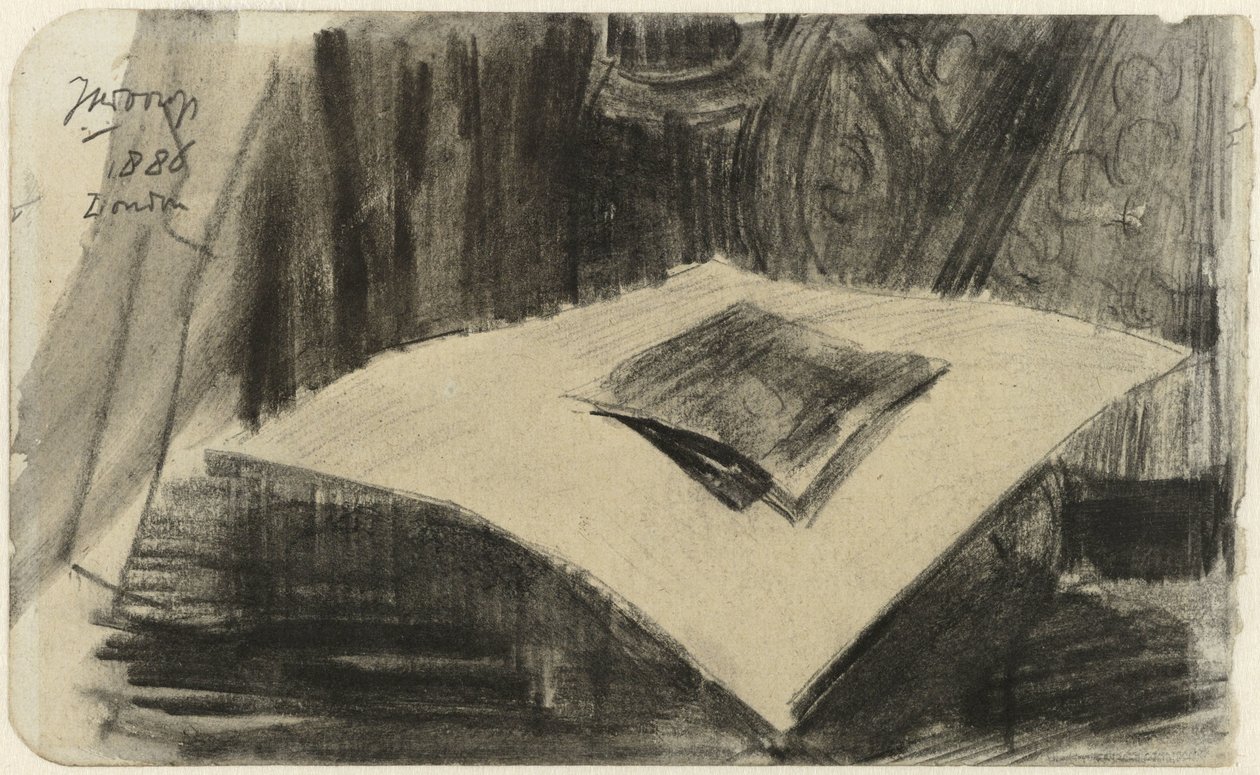 Prent liggend op een donkere ondergrond door Jan Toorop