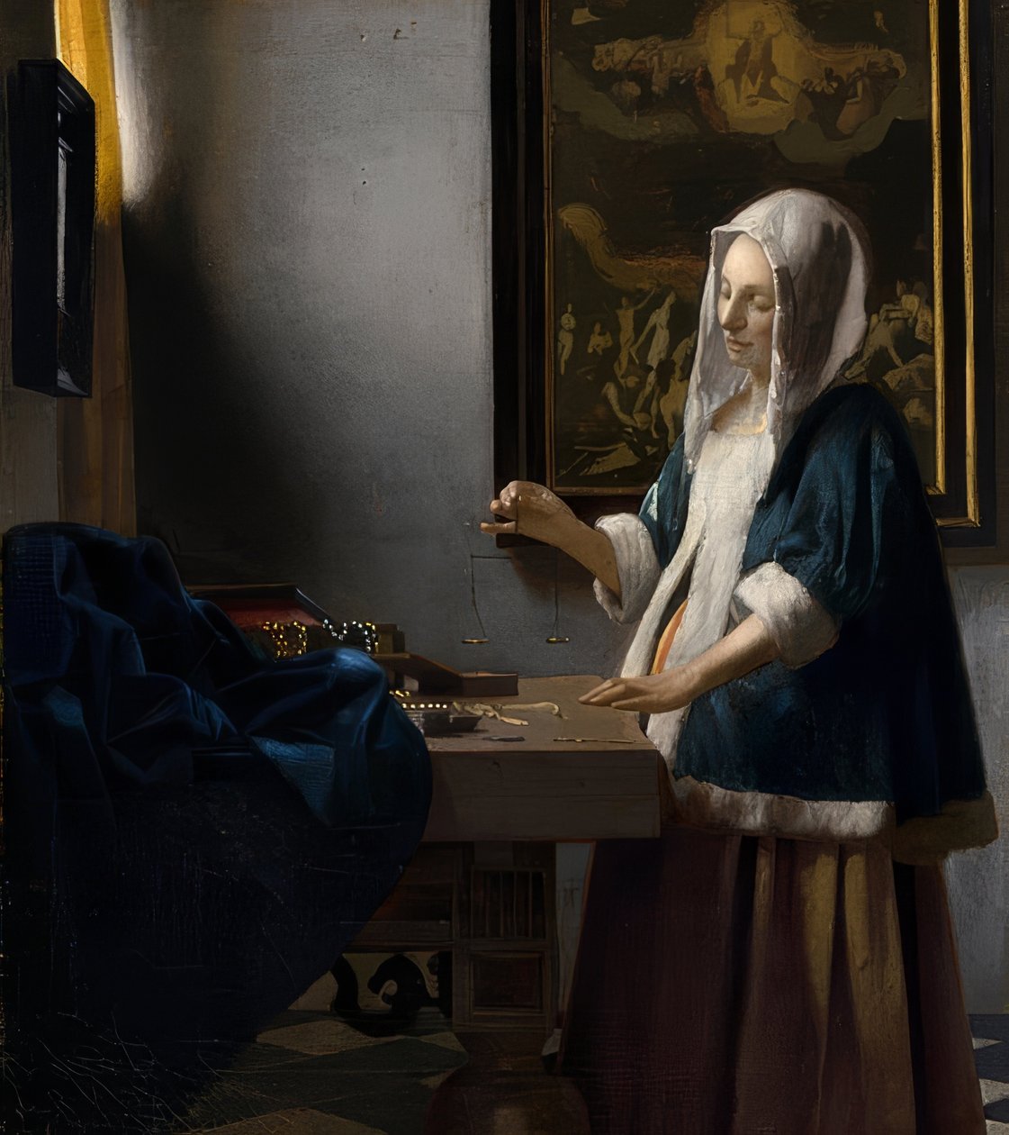 Vrouw met weegschaal. Rond 1664 door Jan Vermeer van Delft
