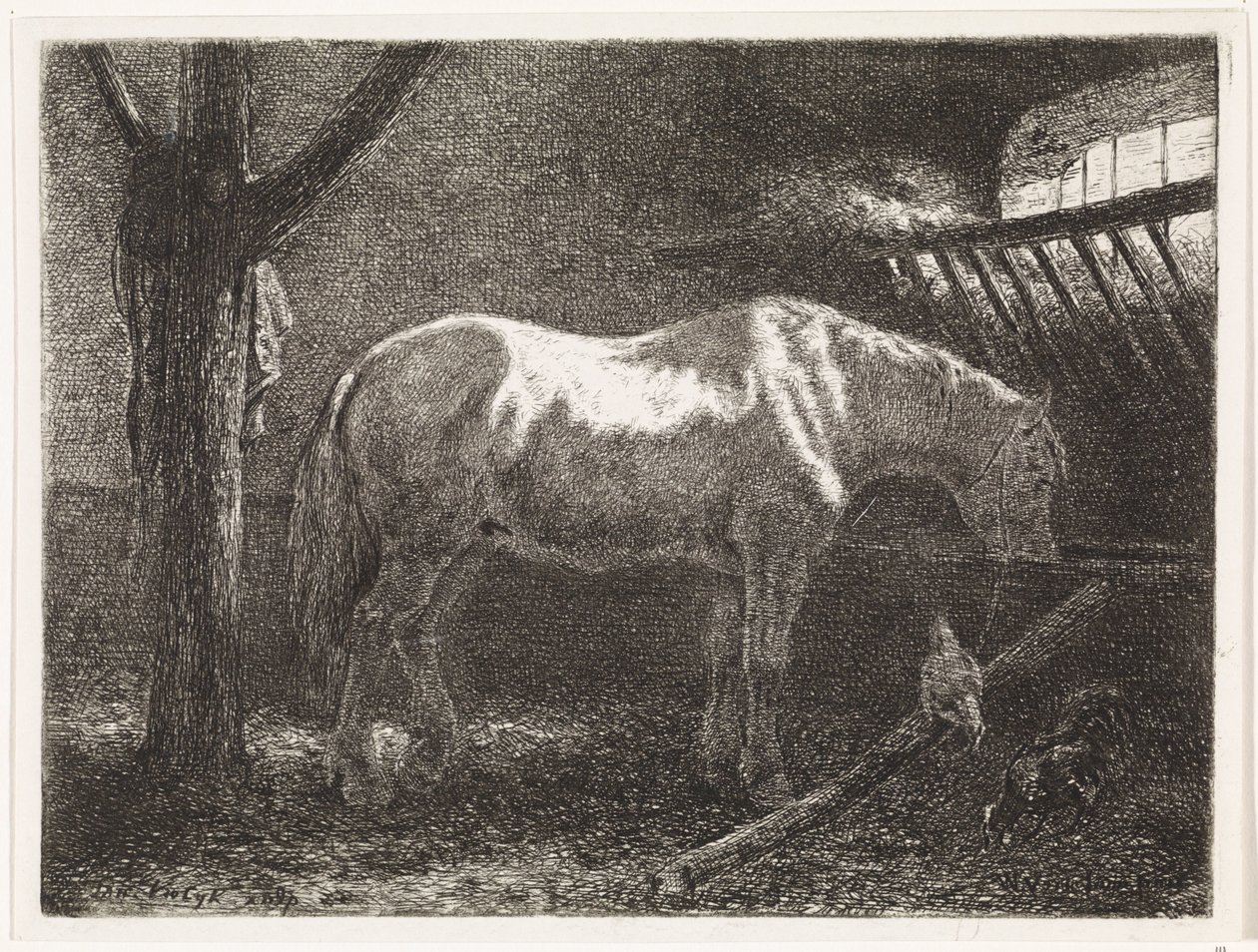 Paard in stal door Johannes Martinus Vrolijk