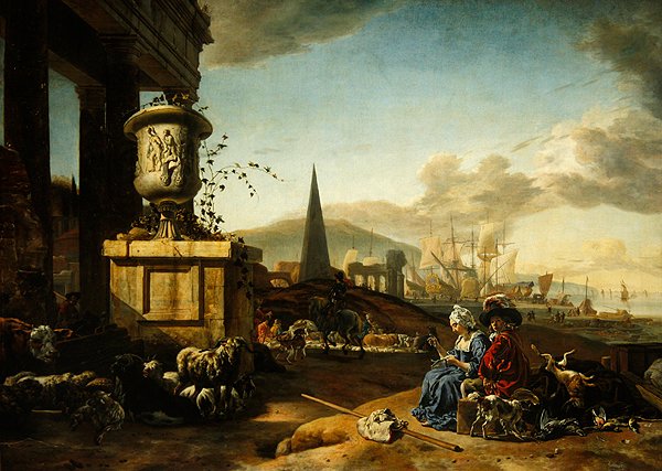 Italiaanse zeehaven door Jan Baptist Weenix