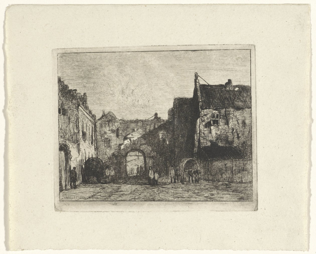 Gezicht op het Binnenhof door Jan Weissenbruch